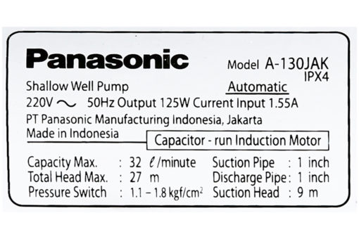 Máy bơm nước tăng áp Panasonic 125W A-130JAK 8